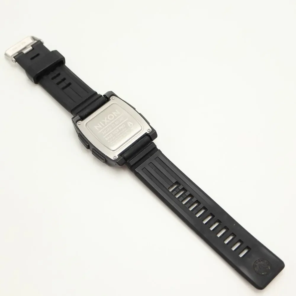 Nixon Base Tide Pro Black 42mm Digital Watch Sunrise Sunset Silicone New Battery